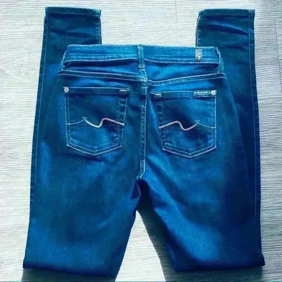 HOST PICK ❤️ 7 For all Mankind The Skinny Stretch Low Rise Blue Jean size 25 - Picture 2 of 14